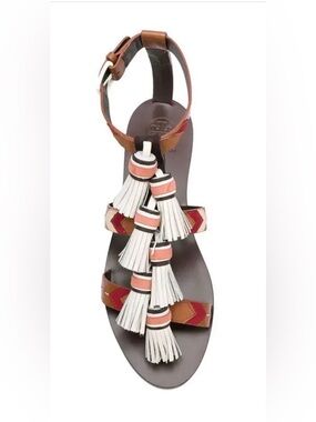 TORY BURCH Strappy Tassel Sandals, Size 7